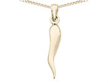 14K Yellow Gold Italian Horn Pendant Necklace with Chain